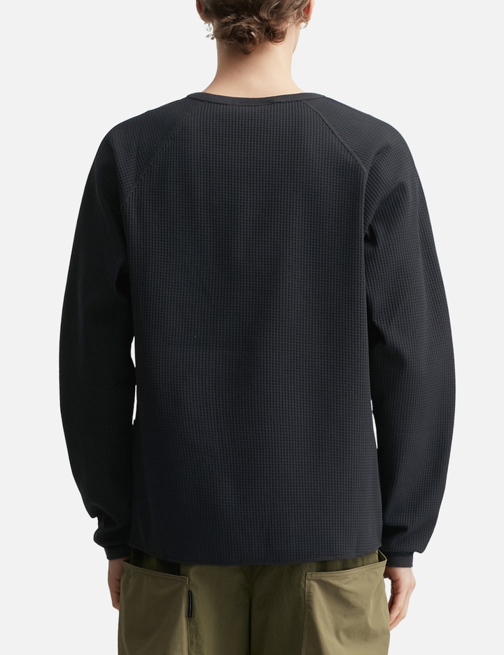 Purple Mountain Observatory Waffle Long Sleeves T-shirt In Black