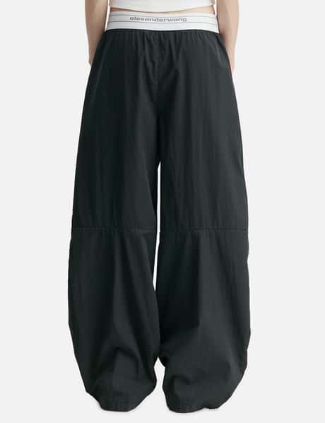 Mid-Rise Pleated Wide-Leg Pant With Logo Elastic Waist view 12