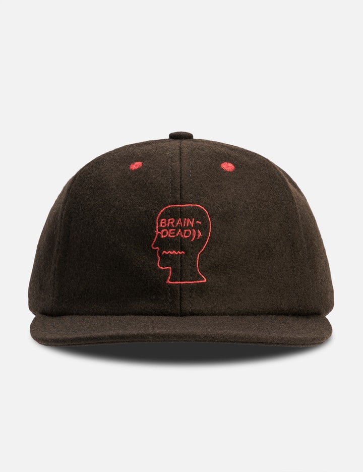 Brain Dead Flannel Logohead 6 Panel Hat In Brown