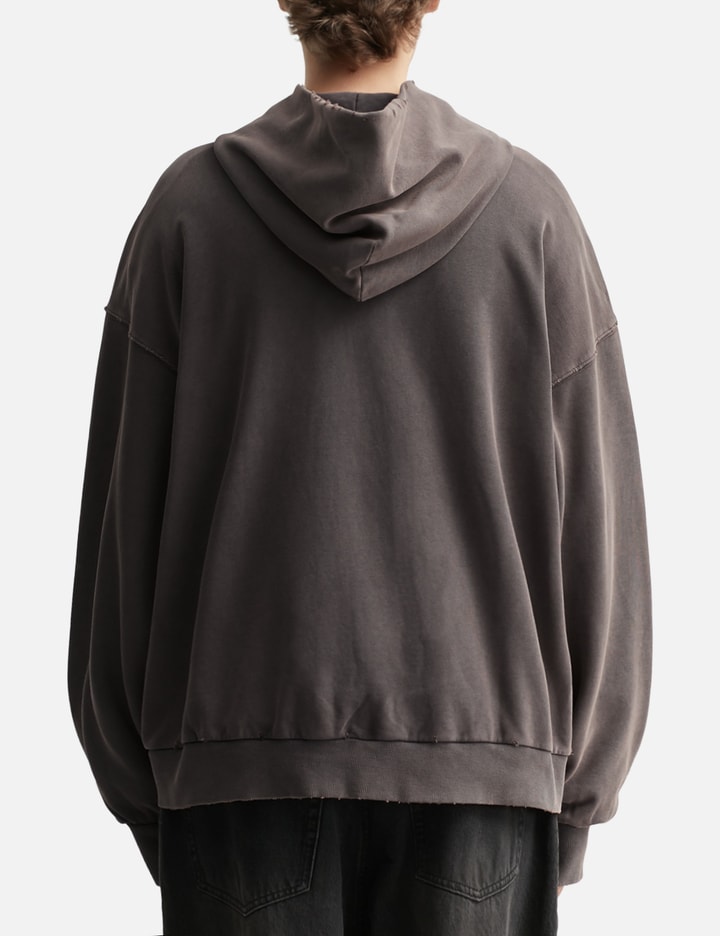 Brown Washed Distressed Zip Up Hoodie Placeholder Image