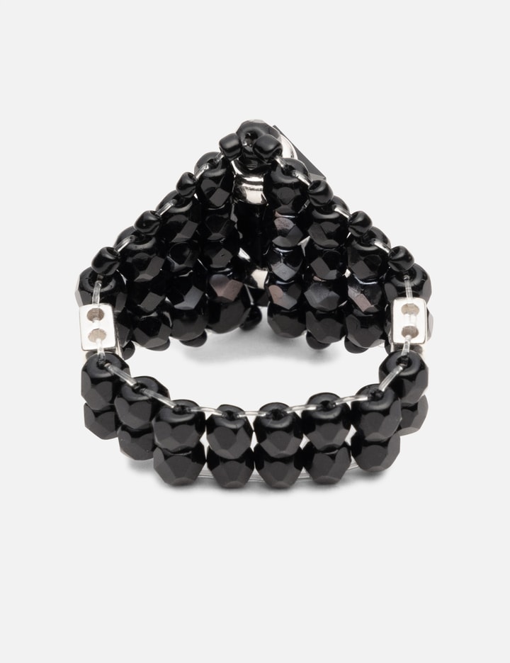 Needles X Tie A Knot Square Crystal Beads Ring In Black