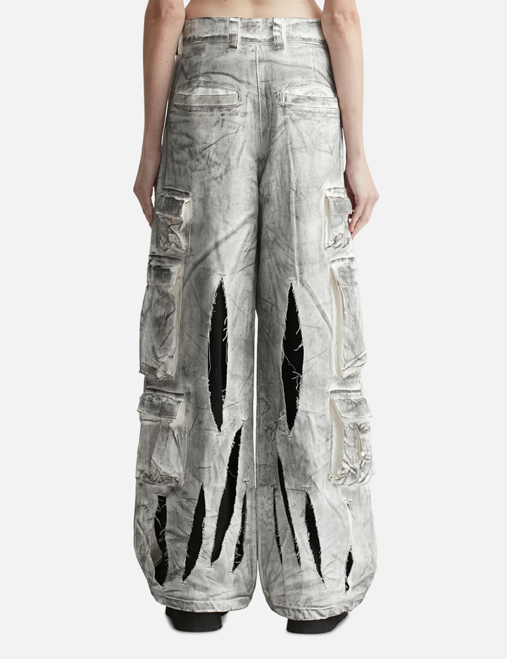 Waxed White Cargo Trousers Placeholder Image
