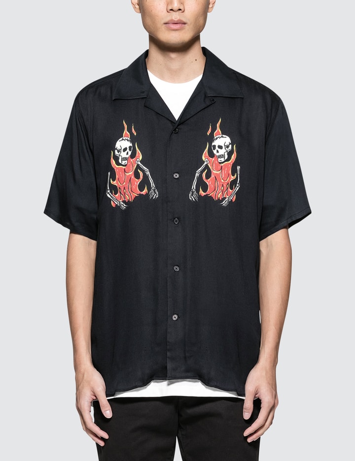 Double Flaming Skeleton Hawaiian Shirt Placeholder Image