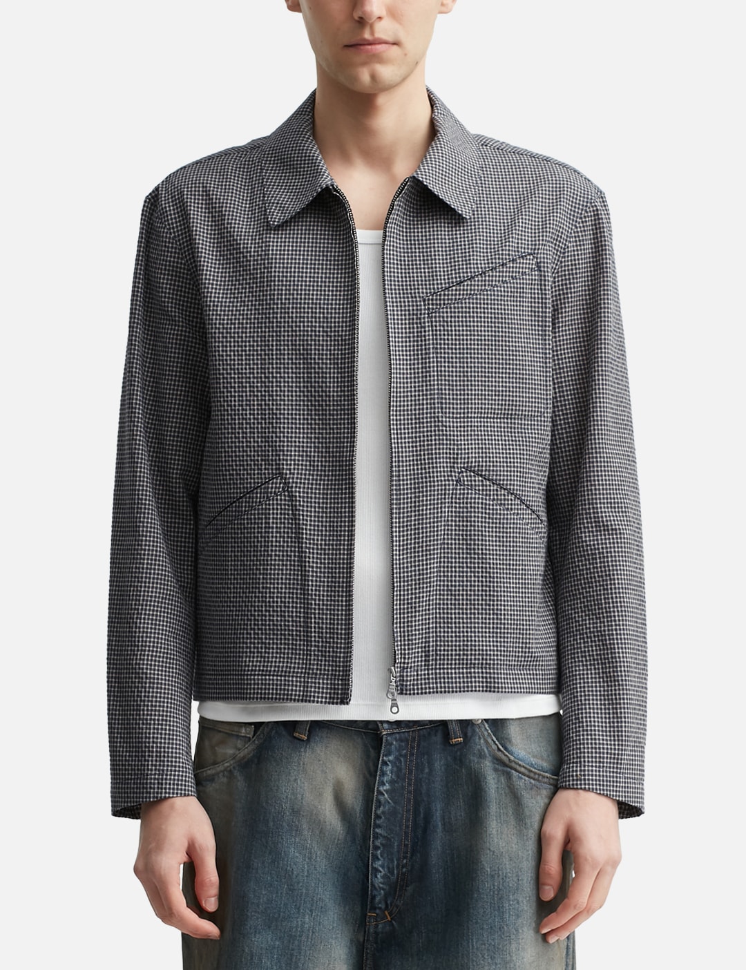 Micro Check Shirt Zip-Up view 18
