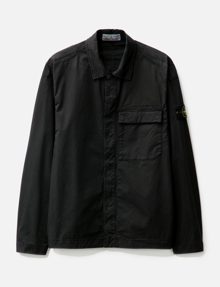 Stone Island Supima® Cotton Twill Stretch-tc Regular Fit Overshirt In Black