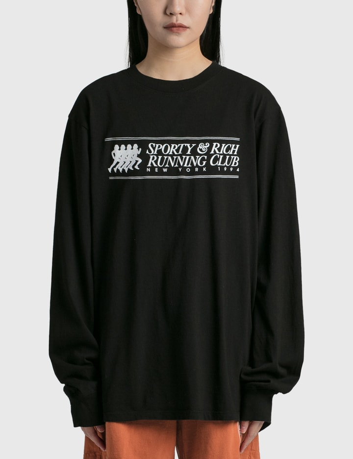Sporty &amp; Rich 94 Running Club Long Sleeve T-shirt In Black
