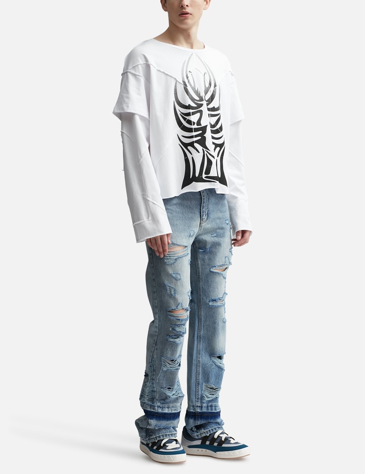 Shop Who Decides War Winged Gradient Long Sleeve In White