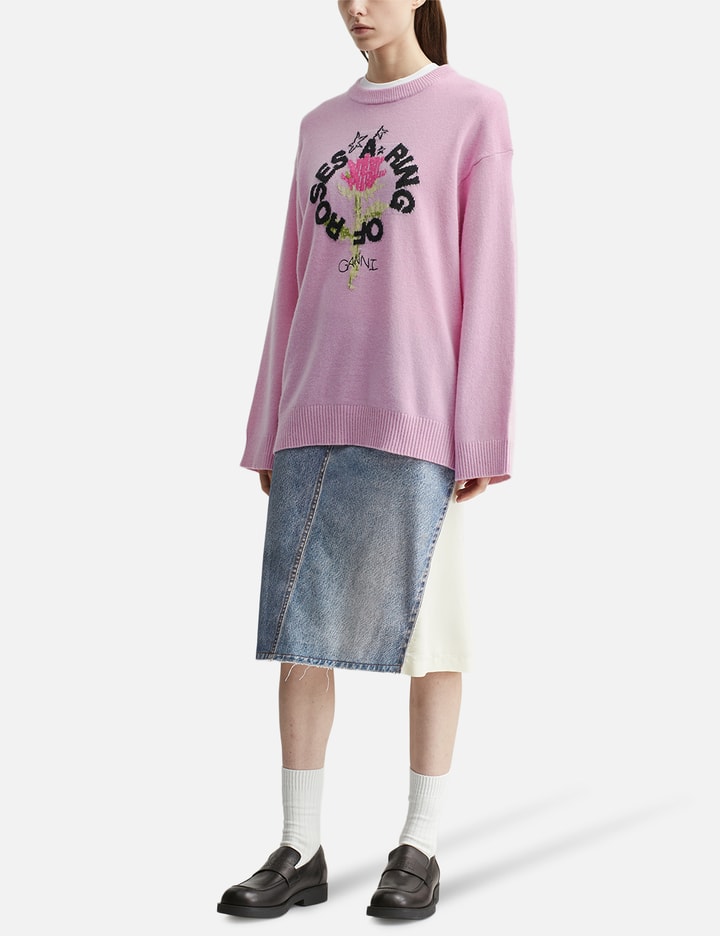 Ganni Graphic Wool Oversized Crewneck