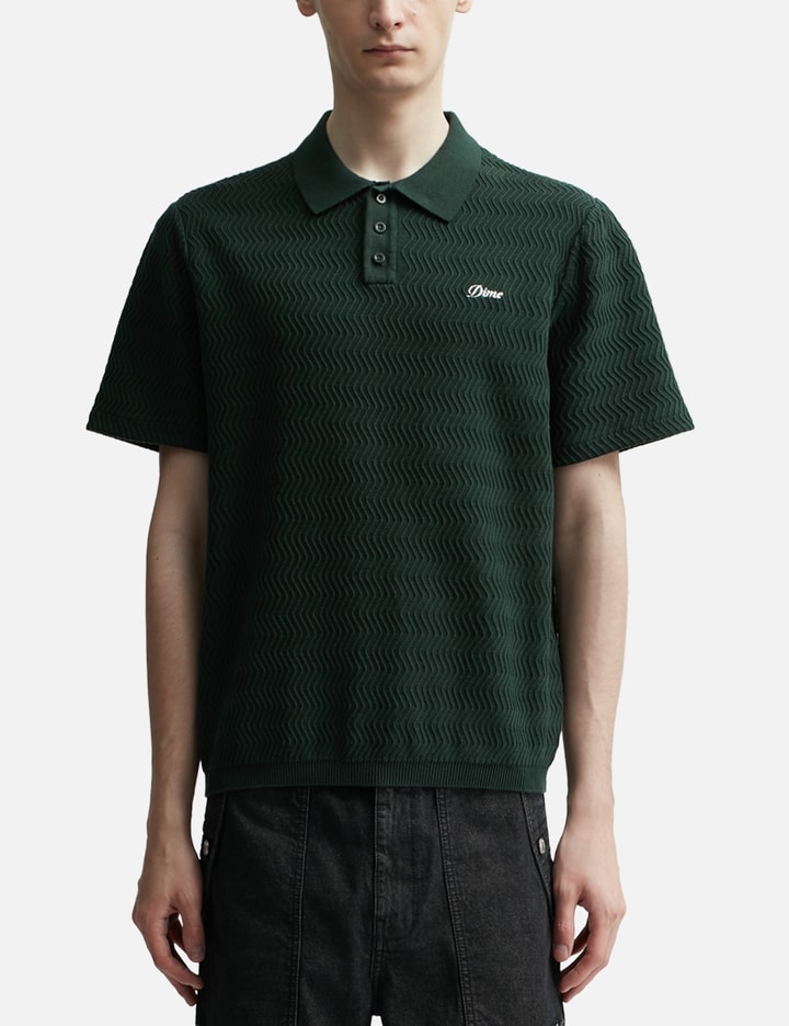 Shop Dime Wave Cable Knit Polo In Green