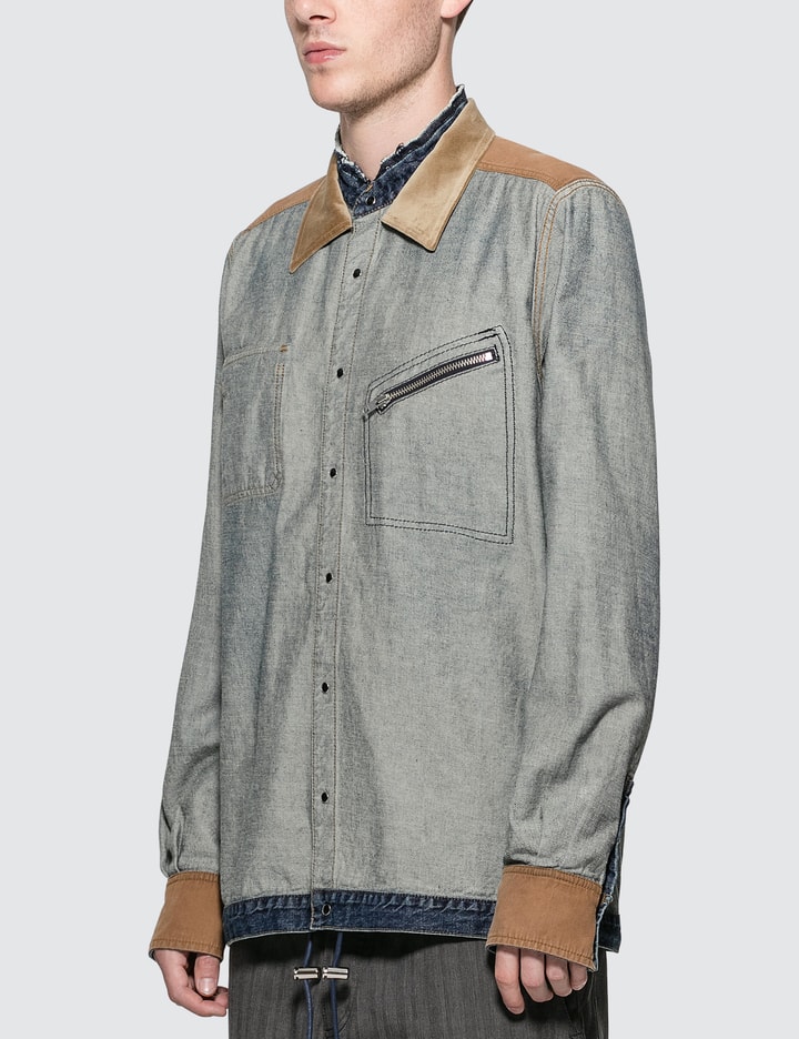 Velvet Panels Denim Shirt Placeholder Image
