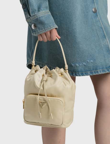 PRADA Nylon Top Handle Drawstring Bucket Bag