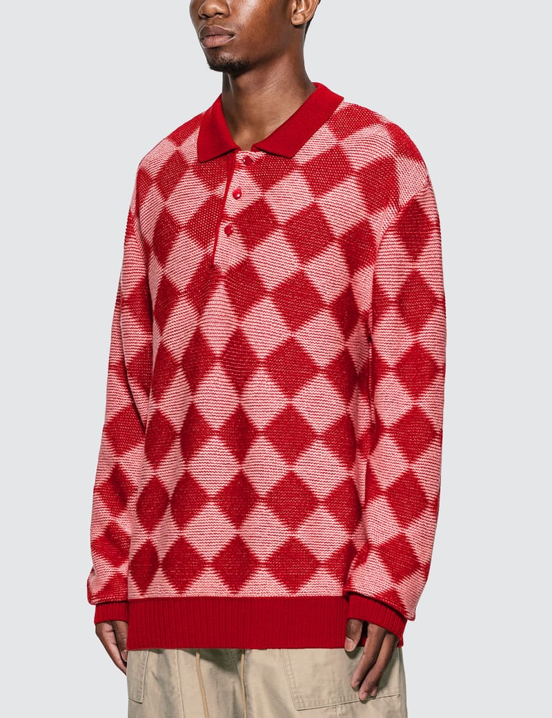 checkered polo sweater