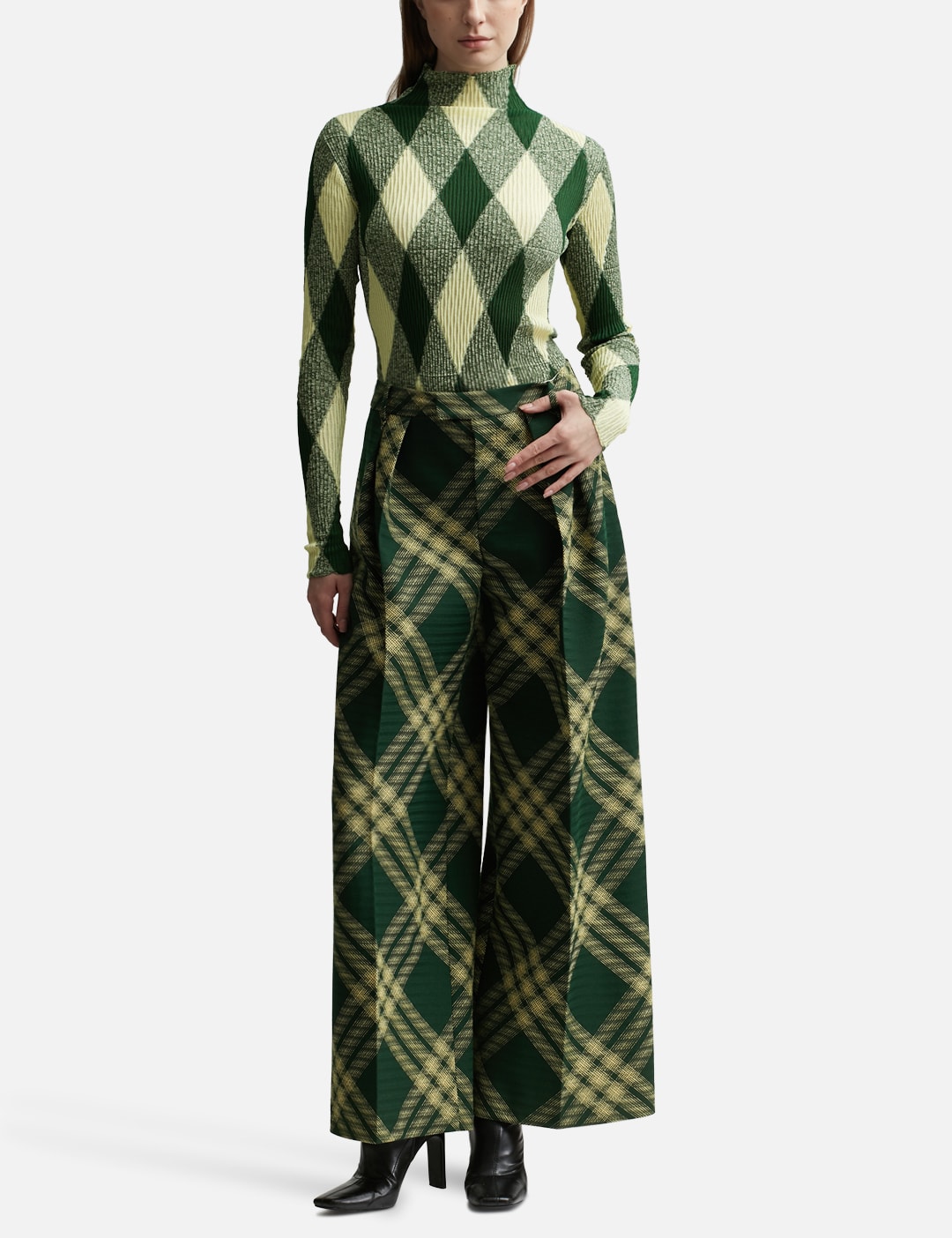 Pleated Check Wool Trousers view 16