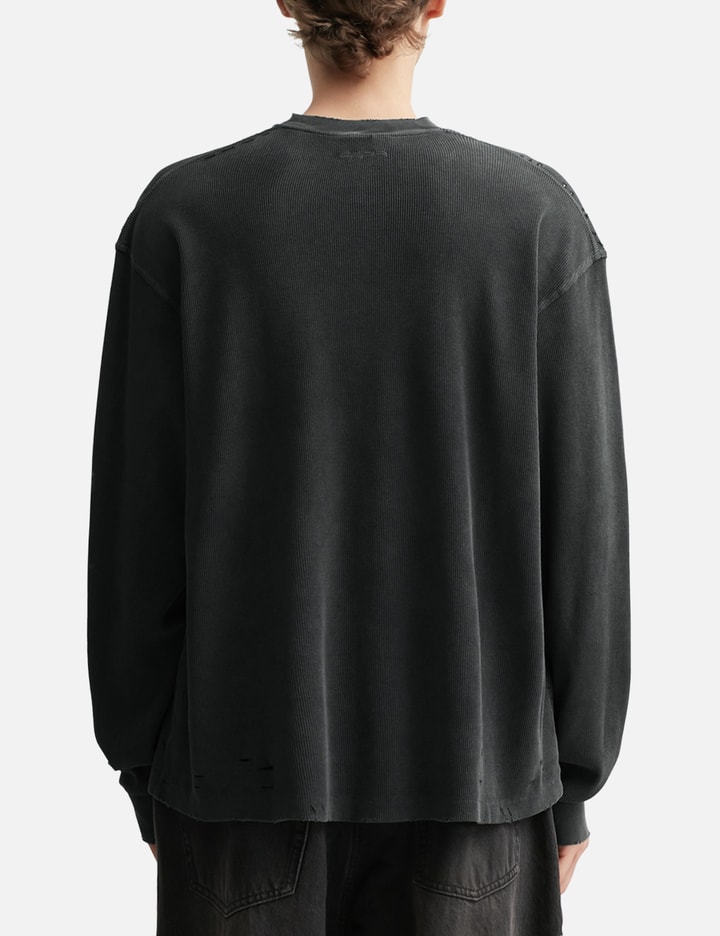 Faded Black Aging Damaged Long Sleeve Waffle Tops Placeholder Image