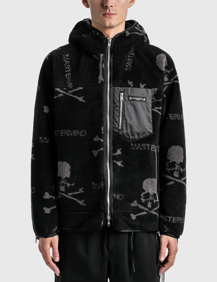 All-over Skull Logo Sherpa Zip Up Hoodie Placeholder Image