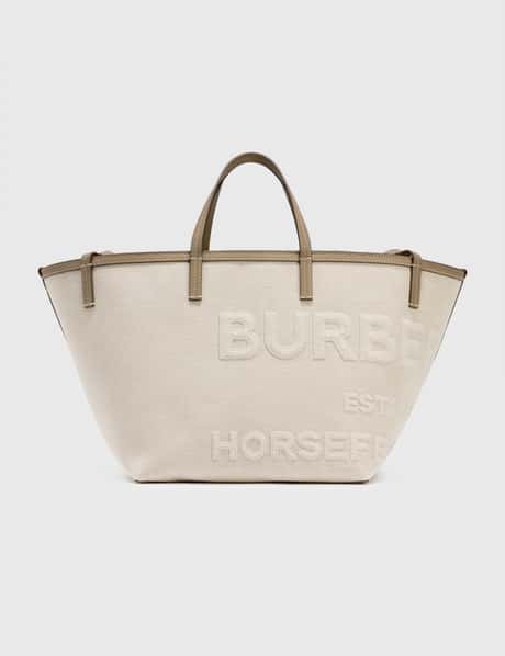 Burberry Extra Large Embossed Logo Cotton Canvas Beach Tote