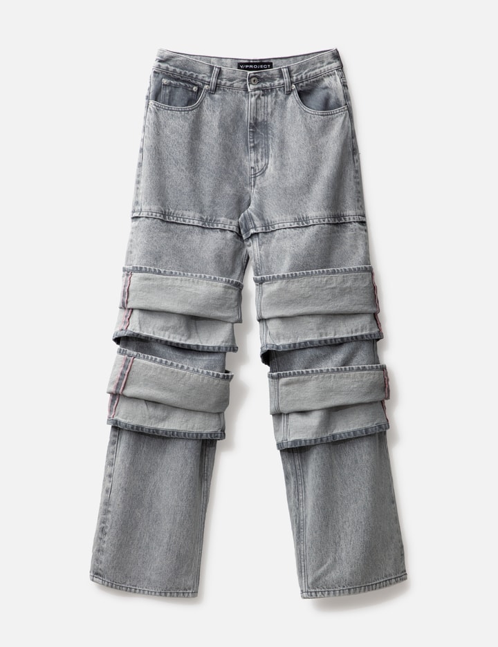 Shop Y/project Multi Cuff Jeans In Grey