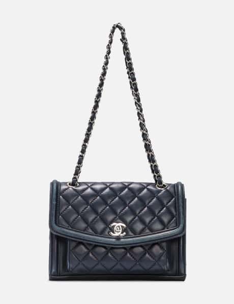 CHANEL, Bags, Chanel Classic Flap Floral Geometric Quilted Black Lambskin Crossbody  Bag