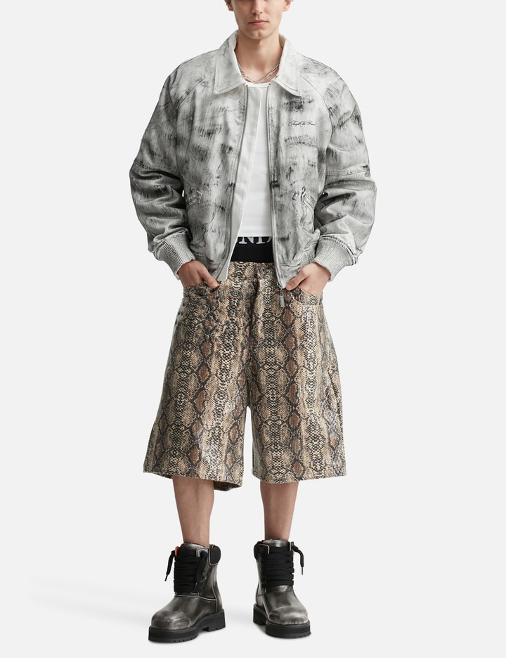 Thought We Friends Bane Waxed Denim Varsity Jacket