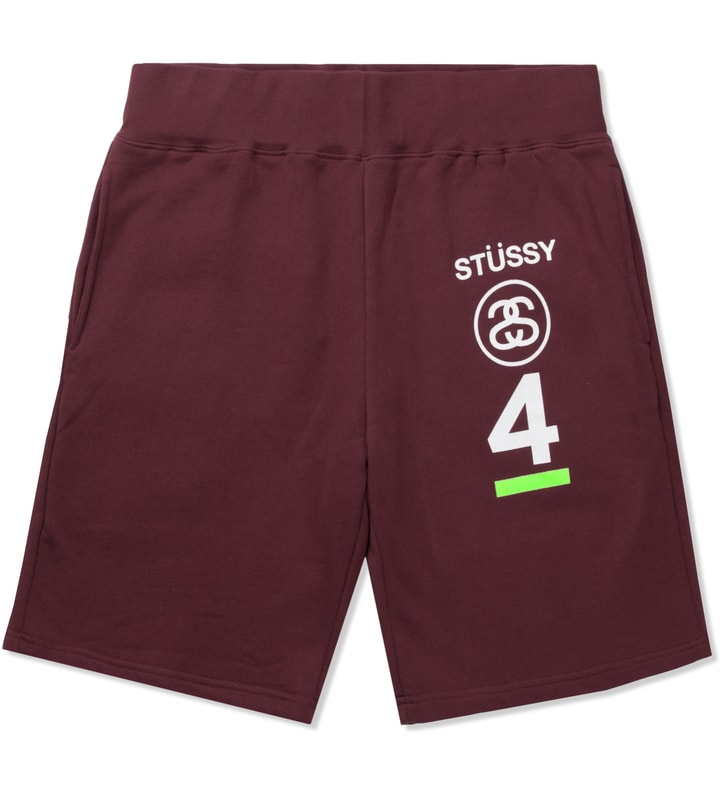 Stüssy Dark Red No.4 Stack Sweat Short