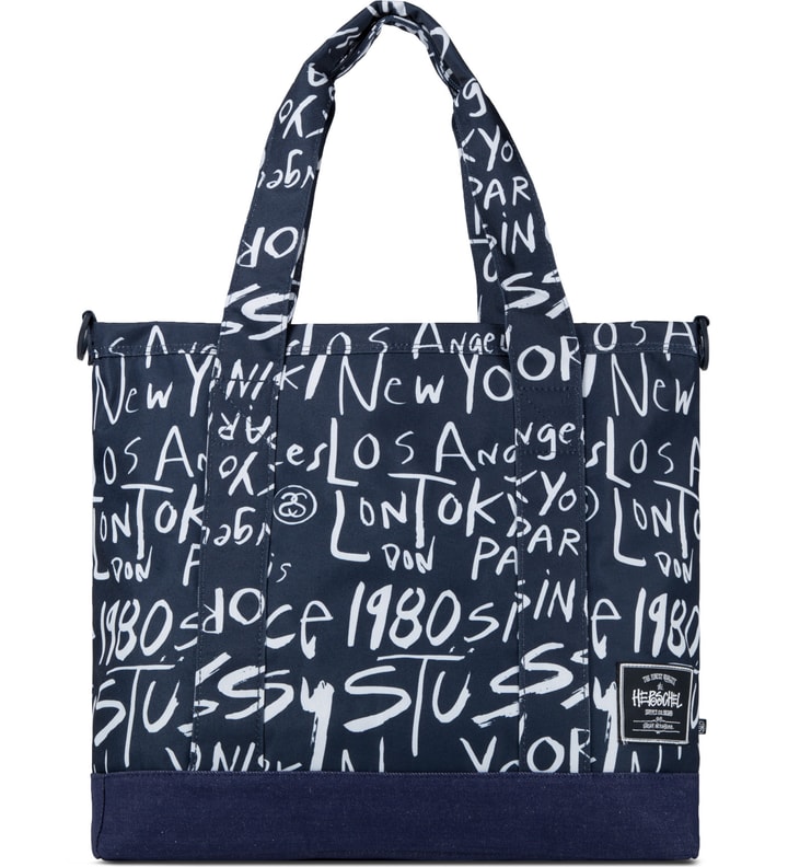 Stüssy - Navy Stussy X Herschel Supply Co. Cities Tote Bag | HBX