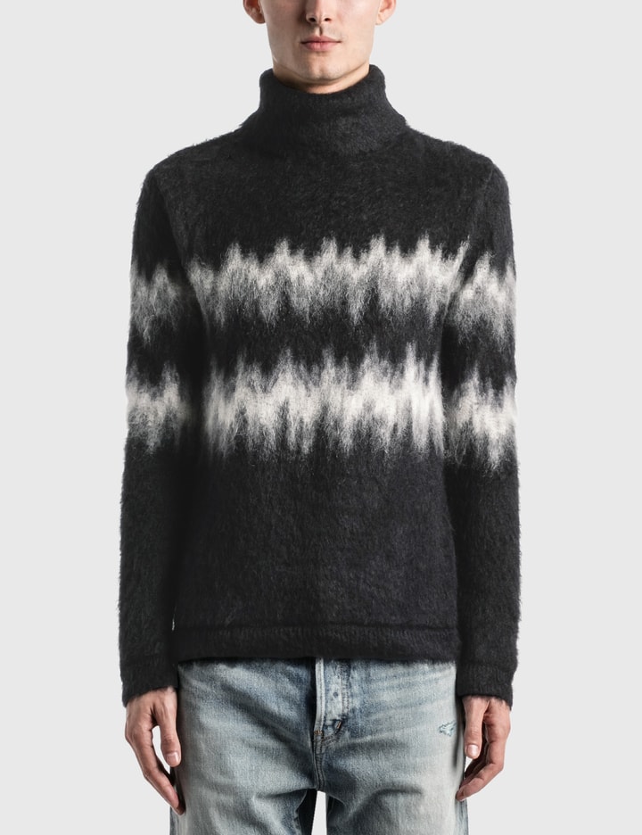 Brushed Knit Turtleneck Sweater In Mohair Intarsia Placeholder Image