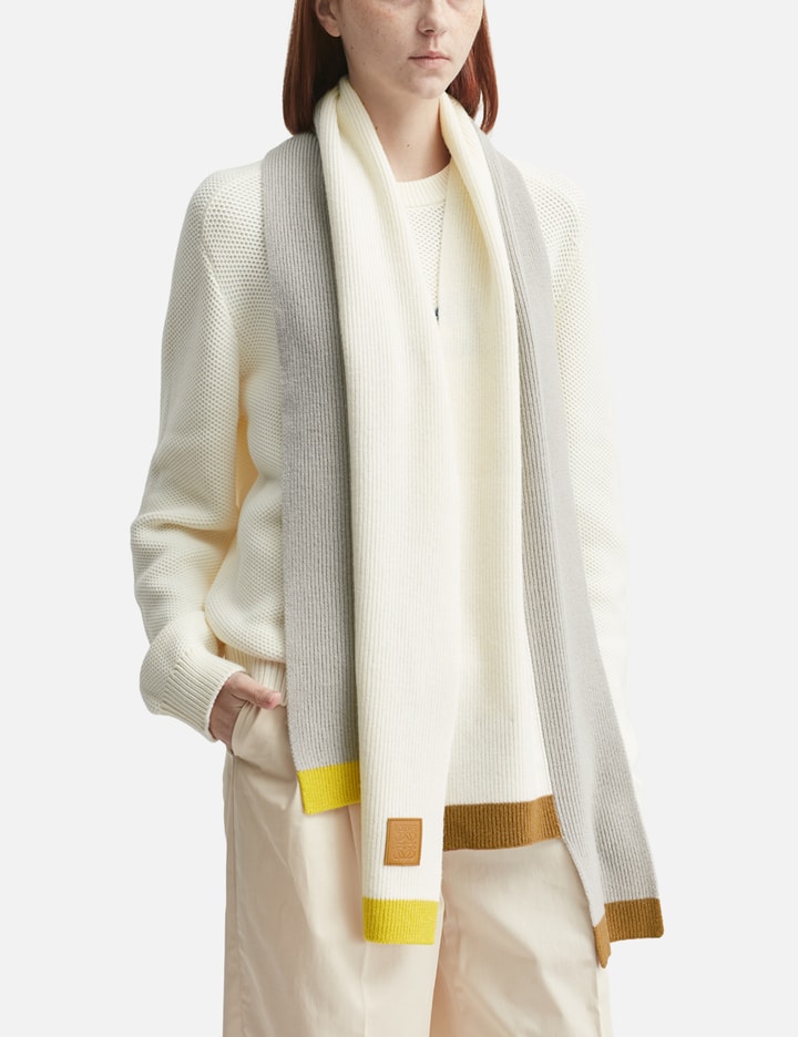 Loewe Asymmetrical Wool Scarf In Gray