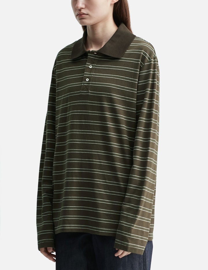 Long-Sleeve Striped Polo Shirt Placeholder Image