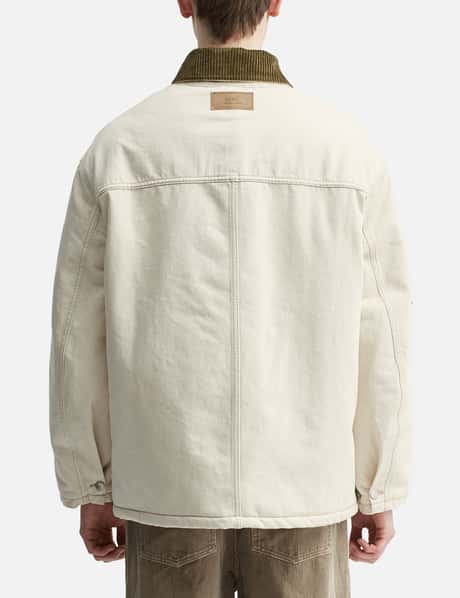 White Cotton Padded Worker Jacket view 12