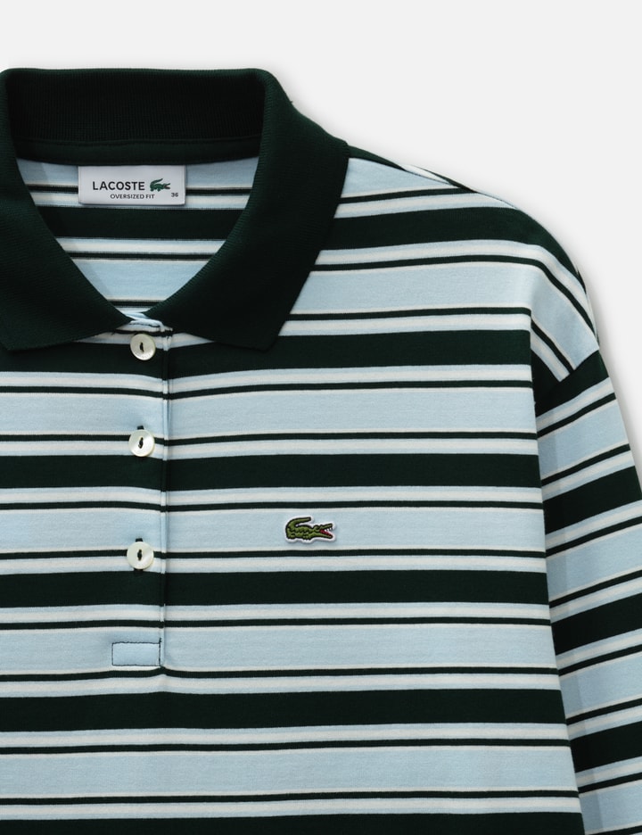 Lacoste Oversized Striped Long Sleeved Polo Shirt