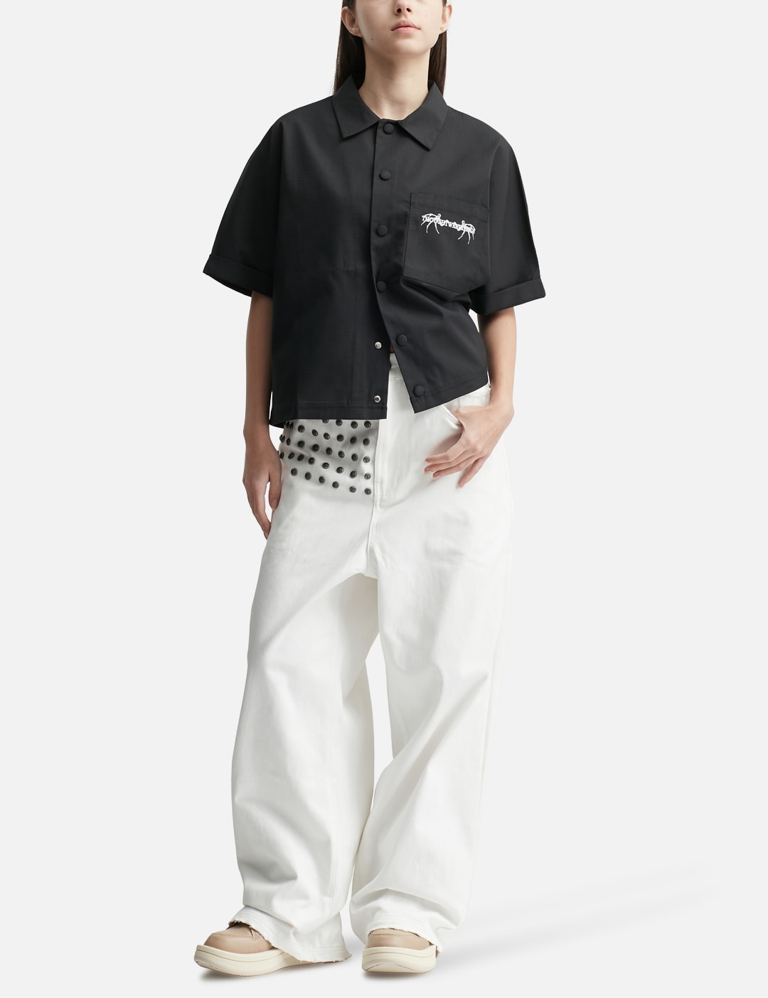 "Devlin" Studded Waxed Baggy Denims view 16
