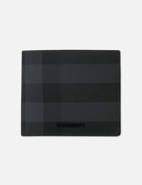 Charcoal Check and Leather Bifold Wallet