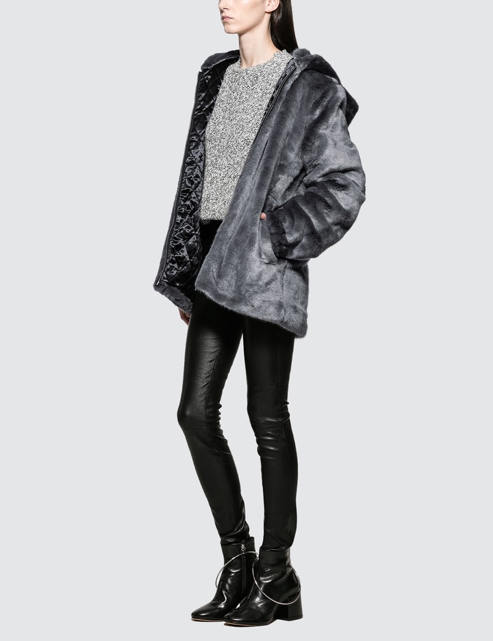 Oversized Faux Mink Bomber Jacket Placeholder Image