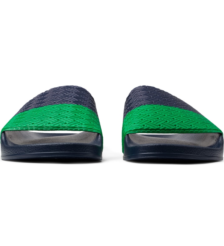 Adidas x Raf Simons Blue/Green Adilette Slippers Placeholder Image