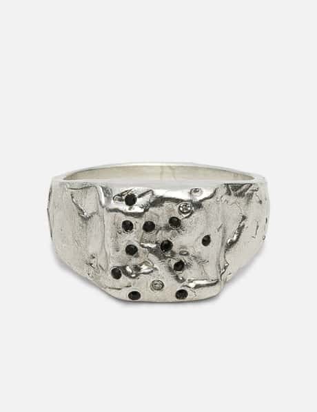 Ten Antennas Matte Pinky Ring With Black Swarovski