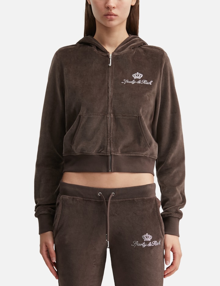 & Rich X Juicy Couture Script Velour Zip Hoodie view 3