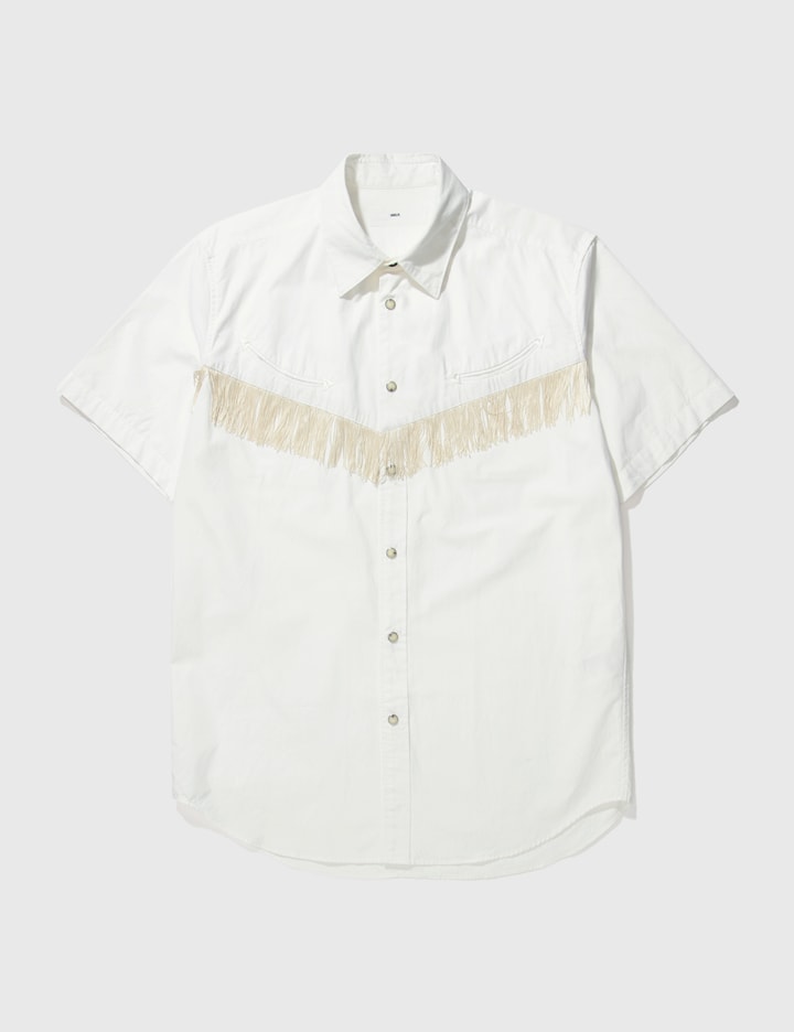 Toga Fringe Decoration Western Short Sleeve Shirt In White