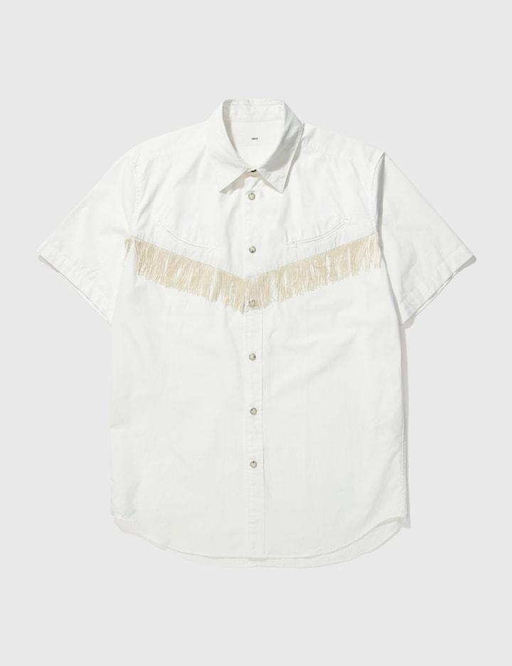 Click to view more detailed imagery on our partner's website Toga Fringe Decoration Western Short Sleeve Shirt In White
