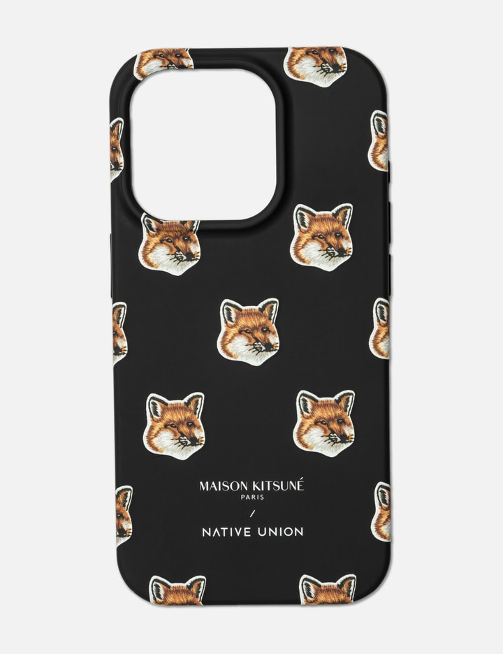 Maison Kitsuné Maison Kitsune X Native Union All Over Fox Head Iphone 15 Pro Case In Black