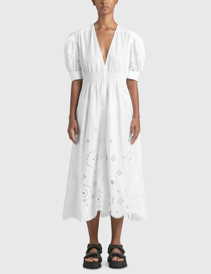 Ganni - Broderie Anglaise Midi Dress | HBX Ganni - Broderie Anglaise Midi Dress | HBX