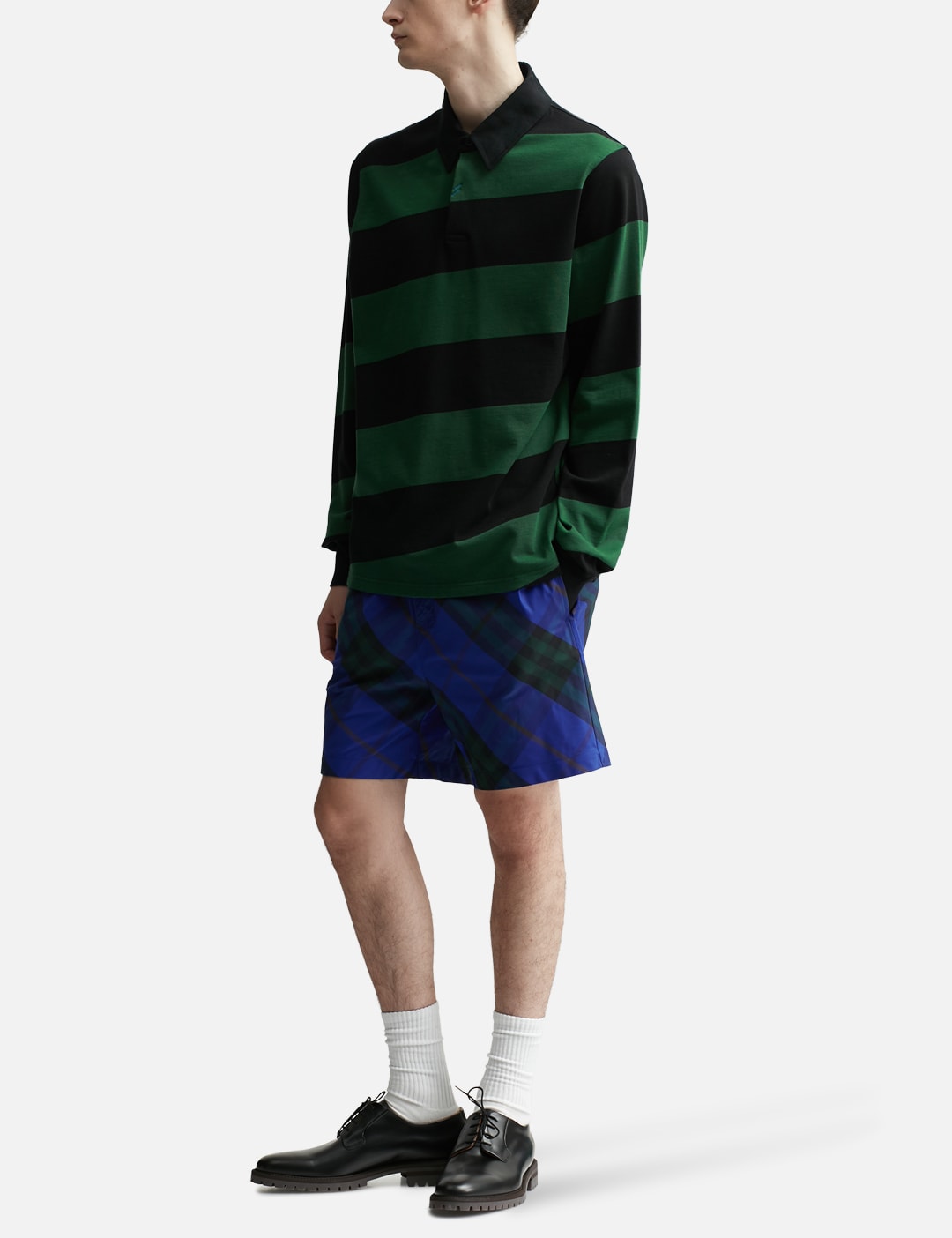 Long Sleeve Striped Cotton Polo Shirt view 15