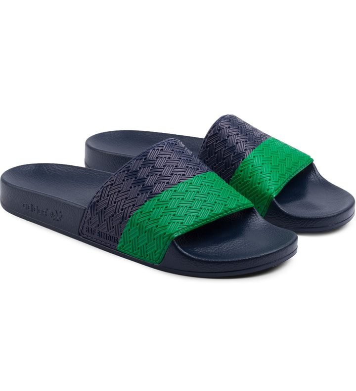 Adidas x Raf Simons Blue/Green Adilette Slippers Placeholder Image