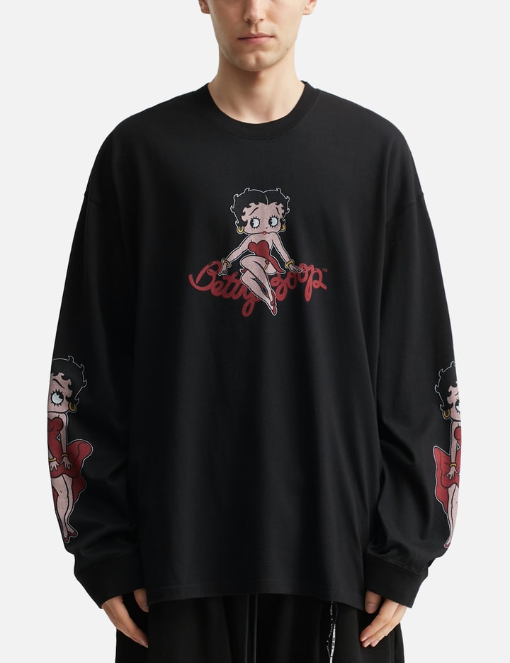 Mastermind Japan Mastermind World X X Betty Boop Boxy Long Sleeve T-shirt In Black