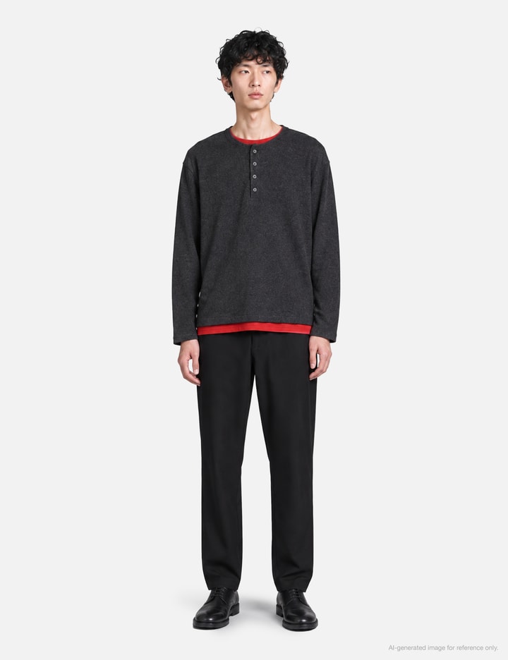 COOR Hairy Henley Neck Layered T-Shirt