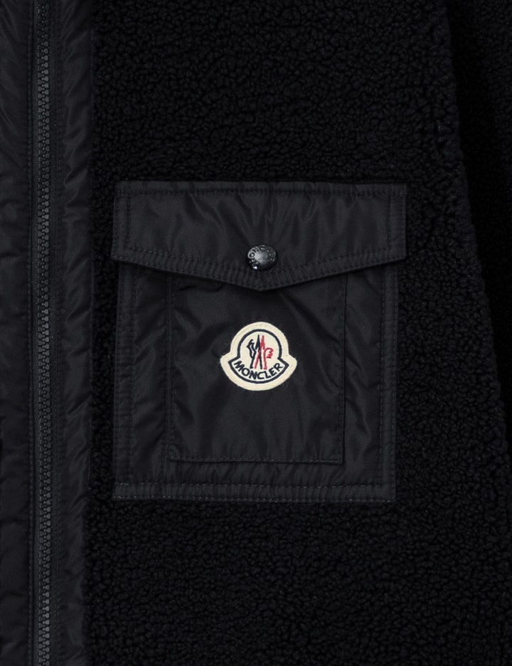 Moncler Teddy-effect Fleece Sweatshirt With Zip And Pocket In Black