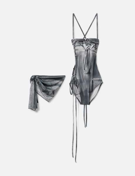 Denim Printed Swimsuit view 6