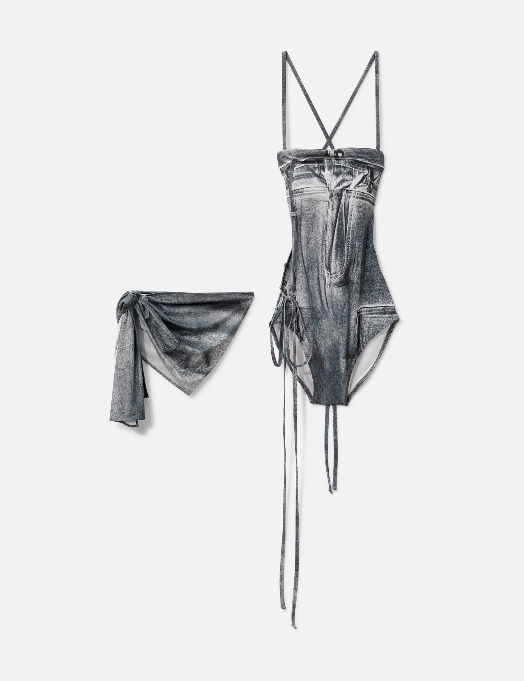 Denim Printed Swimsuit view 16