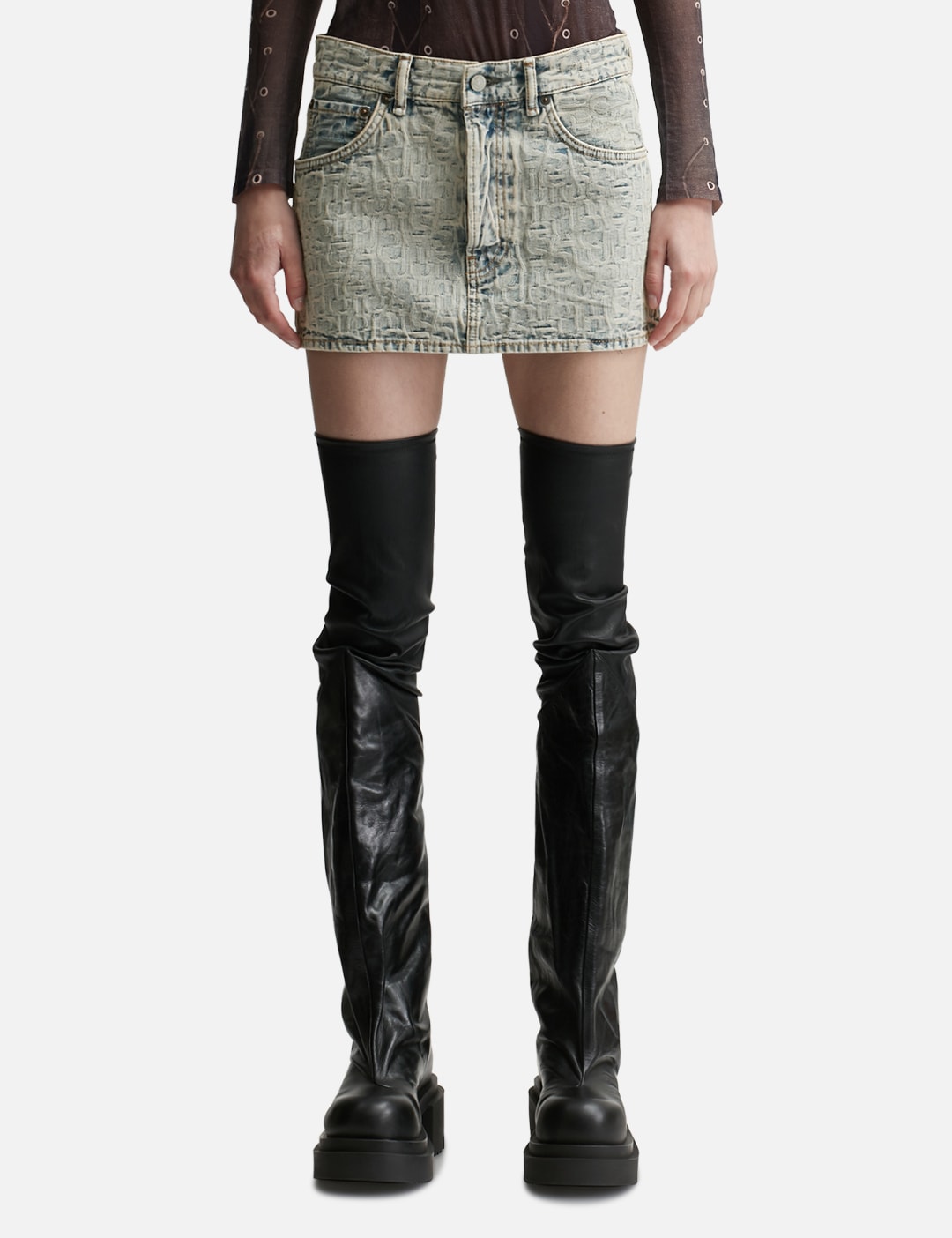 Monogram Denim Mini Skirt view 6