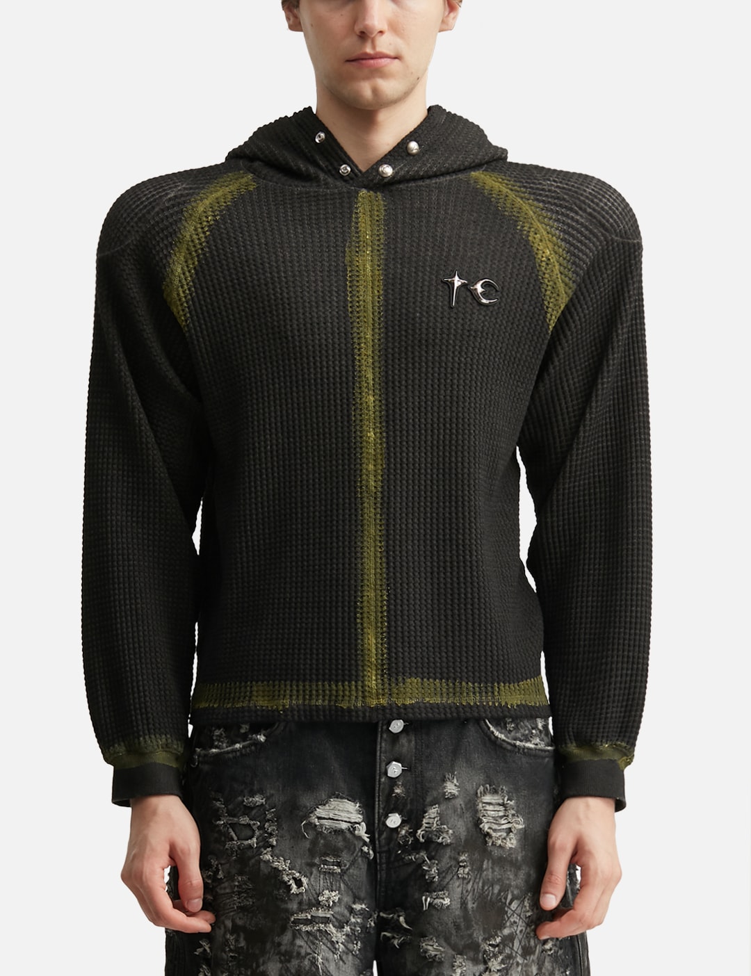 Bulk Shoulder Painted Line Waffle Hoodie view 18