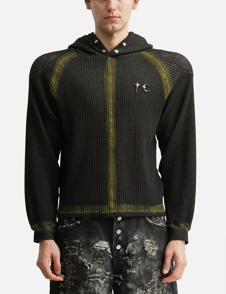 THUG CLUB Bulk Shoulder Painted Line Waffle Hoodie